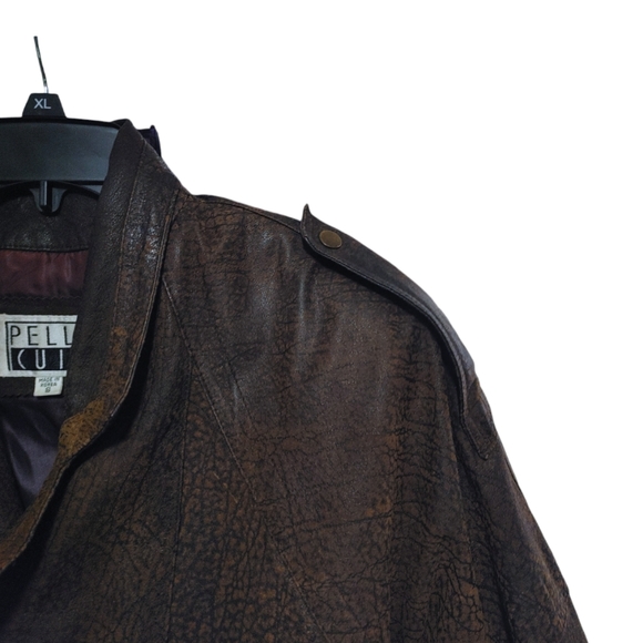 Vintage Pelle Cuir Brown Leather Bomber Aviator Zip Up Jacket Women Size Small S - Picture 6 of 11